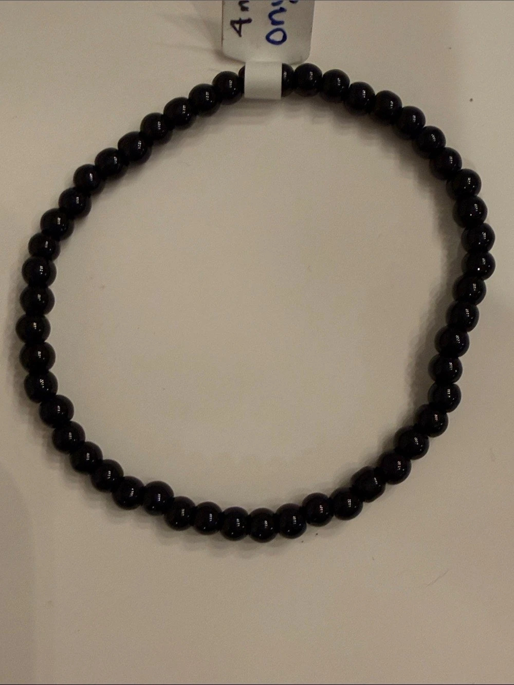 Black Beaded Stretch Bracelet 4mm Onyx Crystal